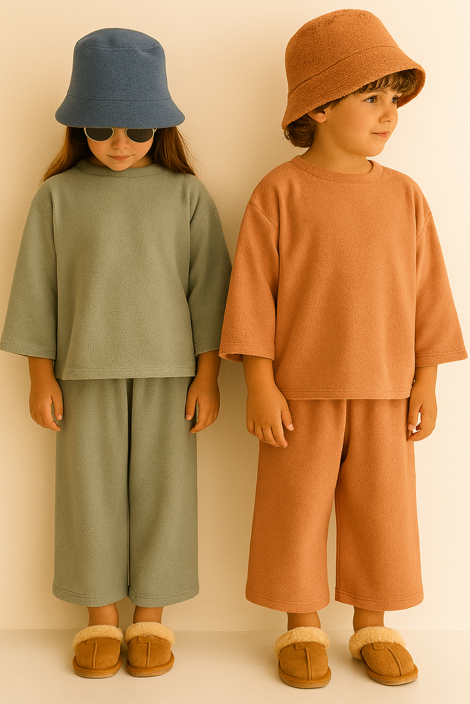 French Terry Towelling Unisex Daywear Set - Sage Green