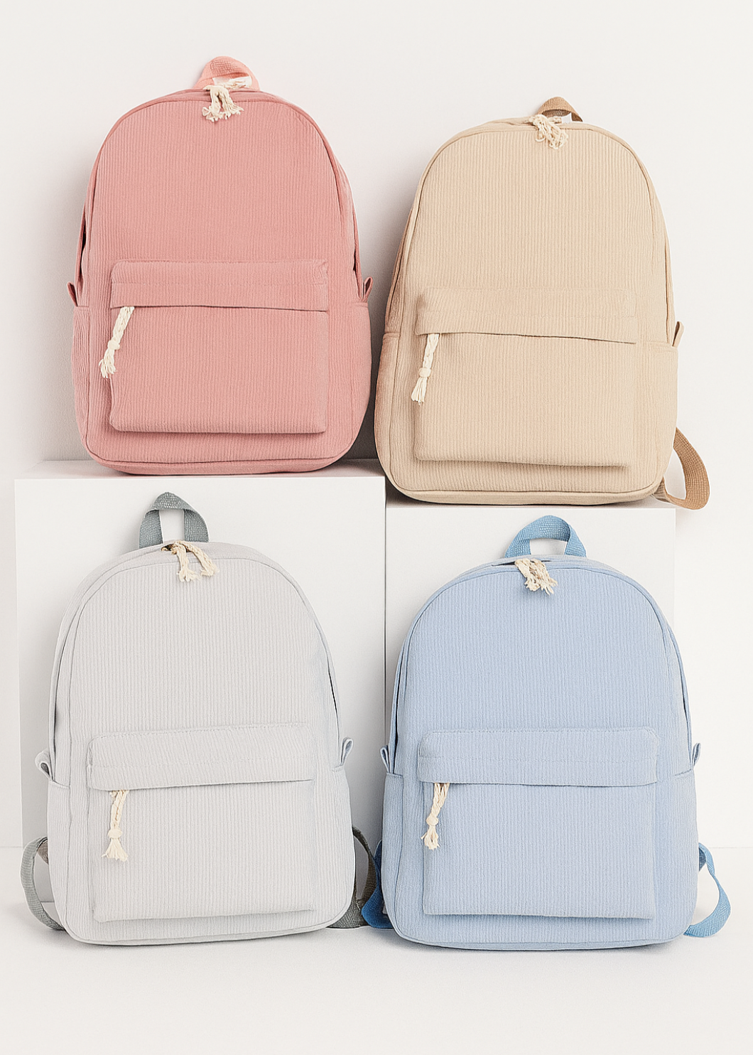 Corduroy Kids Backpack - Grey