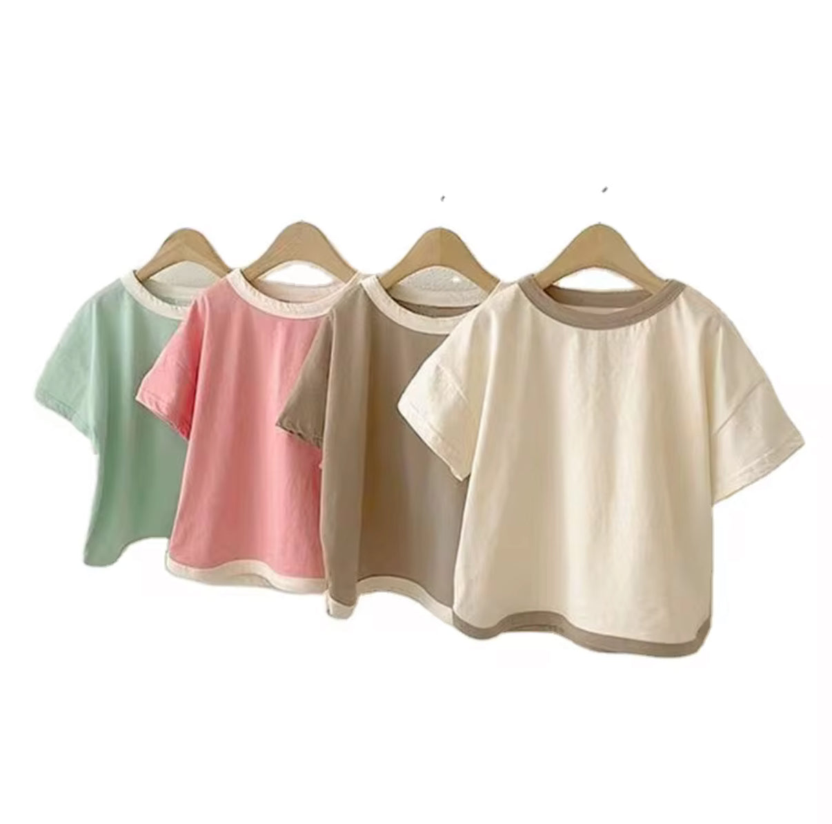 Unisex Kids Cotton T-shirt Cream with Trim