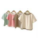 Unisex Kids Cotton T-shirt Cream with Trim