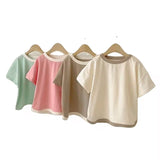 Unisex Kids Cotton T-shirt Cream with Trim