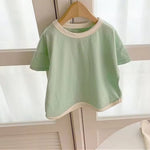 Unisex Kids Cotton T-shirt - Mint Green & Trim