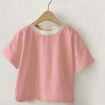 Unisex Kids Cotton T-shirt - Pink & Trim