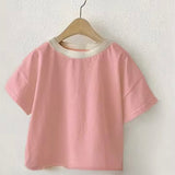 Unisex Kids Cotton T-shirt - Pink & Trim
