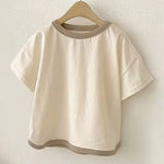 Unisex Kids Cotton T-shirt Cream with Trim