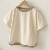 Unisex Kids Cotton T-shirt Cream with Trim