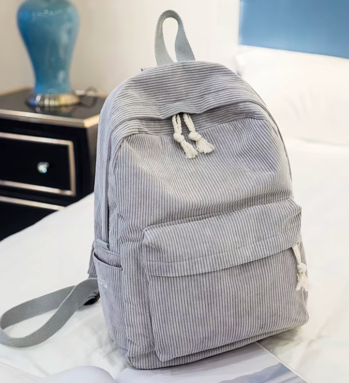 Corduroy Kids Backpack - Grey