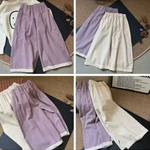 Girls Linen Trousers with Lace Trim - Beige